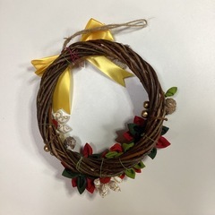 つまみ細工ポインセチアのクリスマスリースの画像