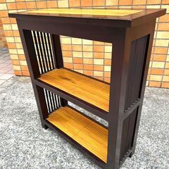 ♪置き場所を選ばないコンパクトなアジアンシェルフ！ 薄型バンブーラック LNT-053BR♪の画像