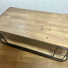 【引越の為割引】センターテーブル 木製（杉）/スチール 棚収納付きの画像