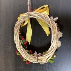 クリスマスリースちりめん細工のポインセチアの画像