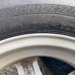 ④ 155/65R13 東北6県無料配送対応‼️爆安‼️最終値下げ‼️超超超バリ溝❗ 国産ブリジストン VRX ❗ アルミ付き 国産 タイヤ !!　スタッドレス　軽自動　軽トラの画像