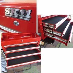 幅65.5㎝ SK11 ツールチェスト（4段6引出し） 藤原産業 奥行30×高さ38㎝ 鍵付き 工具箱 赤/レッド トップチェスト 札幌 北20条店の画像