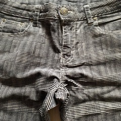 暖かいブラックチェック柄パンツの画像