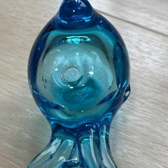 レトロ ガラス 鳥 置物　ガラスペン立ての画像