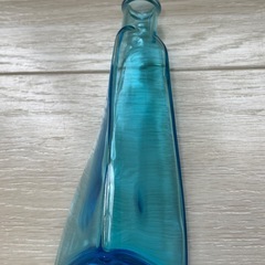 ヴィンテージガラス　 一輪挿し フラワーベース 花器 花瓶 青 ブルーの画像