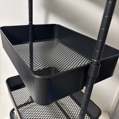 スチールワゴン レギュラー 小物入れ　 ブラック キッチンワゴン キャスター付 mw0686の画像
