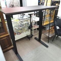昇降デスク ワークデスク 幅120㎝ 奥行66㎝ 高さ73～122㎝ マーフィー2 ダークブラウン ニトリ 手動 パソコンデスク 西岡店の画像