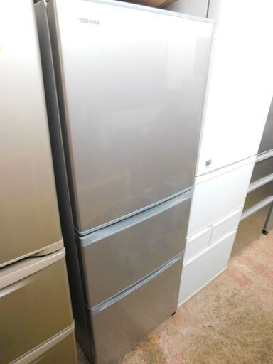 【JM814】TOSHIBA 東芝 GR-K33S-S 3ドア冷凍冷蔵庫 VEGETA（ベジータ）自動製氷機能付き シルバー 330L /3ドア /右開きタイプ