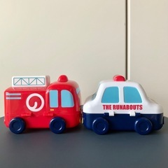 ˗ˏˋ 美品 ˎˊ˗ 廃盤品 サンリオ ザ ラナバウツ パトカー 消防車 走る小物入れ 2個セットの画像