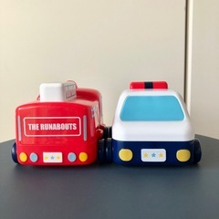 ˗ˏˋ 美品 ˎˊ˗ 廃盤品 サンリオ ザ ラナバウツ パトカー 消防車 走る小物入れ 2個セットの画像