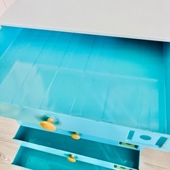 北欧　ターコイズ　ブルー　昭和レトロ　スチールキャビネットの画像