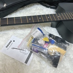 アコースティックギター 38インチ 初心者練習ギター 17点セット 初心者入門用 持ち運び便利 ギターストラップ ソフトギターバッグ ブラックの画像