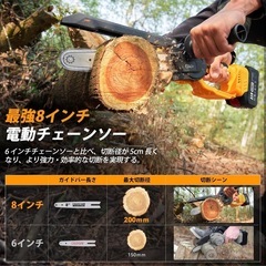 高枝切りチェーンソー 電動 充電式 8インチ 強力ブラシレスモーター搭載 伸縮ポール（125〜250cm 無段階調整） 剪定ハサミ付属 4in1多機能 高所剪定用 電動のこぎり 4.0Ah大容量バッテリー2個付 型番E8Kの画像