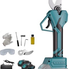 電動剪定はさみ 18V バッテリー式, 直径40mm切断, 4段階開き角度調整可能, 4枚刃, 電動ばさみ 剪定鋏 枝切り 軽量, 庭木/果樹/園芸用, 日本語取扱説明書付きの画像
