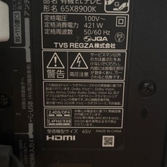【受付一旦停止中」】【ジャンク】65インチ  東芝REGZA 有機ELテレビ 65X8900K 2022年製  中古の画像