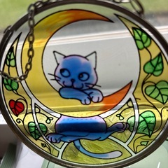ステンドグラス風猫の絵飾り物の画像