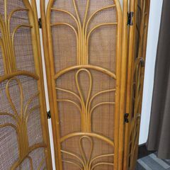 ラタン パーテーション 3連 ナチュラル 衝立 籐製 間仕切り 高さ162cm パーティション 目隠し スクリーン インテリア アジアン 昭和レトロ 和家具 折り畳みの画像