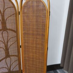ラタン パーテーション 3連 ナチュラル 衝立 籐製 間仕切り 高さ162cm パーティション 目隠し スクリーン インテリア アジアン 昭和レトロ 和家具 折り畳みの画像