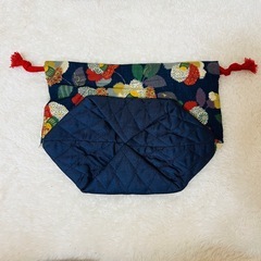 【新品】花柄 巾着 ポーチ リボン柄 小物ケース 袋の画像