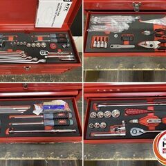 【久留米】【引き取り限定】【未使用品】KTC SK7722XR 工具セット チェストタイプ 72点 レッド／SK7721XT(工具セット72点)＋SKX0223R(チェスト3段3引きし) ※組立済の画像