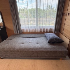 関家具(Sekikagu) ソファベッド ファブリック 幅184cm ダークグレー アークの画像