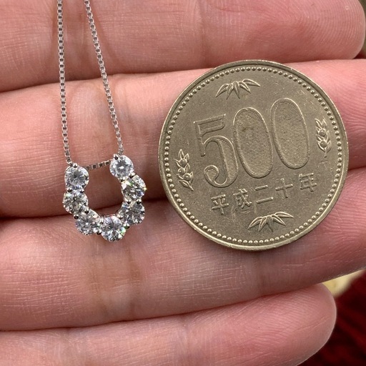 pt900 pt850 ダイヤ付ネックレス　馬蹄　4.1g 1.05ct 約45cm