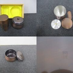 G∀昇8 茶道具 桐仙堂 夢 純銅製 お茶の間揃 未使用品 茶筒 茶こぼし 茶さじ 検：工芸品 金属工芸の画像