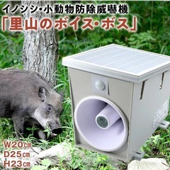 イノシシ・小動物防除威嚇機「里山のボイス・ボス」 イノシシ 猪 畑 害獣 威嚇 威嚇機 大音量 100dB以上 軽量 コンパクト センサー感知 獣害被害 ソーラー充電 大容量バッテリー 21600mA 防水防塵 高耐久の画像