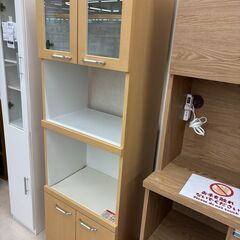 リユースのサカイ栃木店★ジモティ割あり★ 高橋木工 食器棚 ベージュ×ホワイト W59.5×D40.5×H180.5 クリーニング済み TC10932の画像