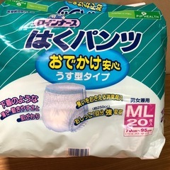 はくパンツ ML 20入×2 未開封 男女兼用 ピップ ロインナース 紙パンツ 介護用品 大人用紙オムツ 紙オムツの画像