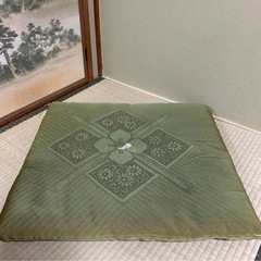 緑色 花柄　刺繍 座布団　5枚セットの画像