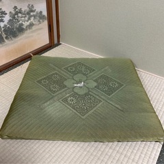 緑色 花柄　刺繍 座布団　5枚セットの画像