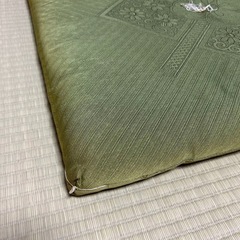 緑色 花柄　刺繍 座布団　5枚セットの画像