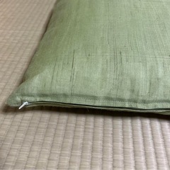 薄緑色 リネン風　座布団 2枚セットの画像