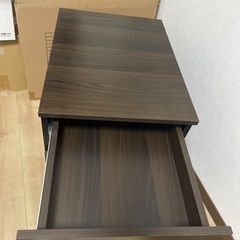 デスクキャビネット　ダークブラウン　ウッド調　キャスター付きの画像