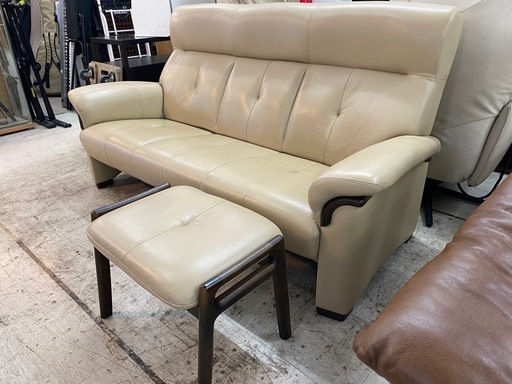 【愛品館 江戸川店 】3人掛け 本革ソファ 浜本工芸