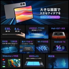 【新品未開封】android16 タブレット 11インチ 20GB+128GB+1TB拡張　ケース付の画像