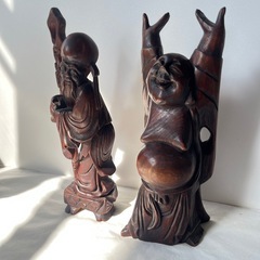 布袋尊 唐木 福禄寿 中国美術 木製 一刀彫 置物 七福神 オブジェ 笑門来福の画像