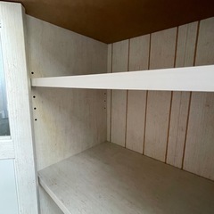 f●■キャビネット/収納棚/食器棚【リズバレー/ニトリ】ホワイトウォッシュ・幅58.5×奥行36×高さ92cmの画像