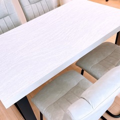 新品‼︎ 高級感♪ 石調デザインのダイニングテーブルセット　【短期掲載】の画像
