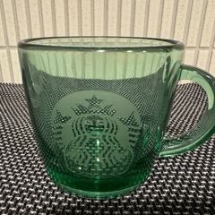 スターバックス ガラスコップ　2個セット白緑の画像