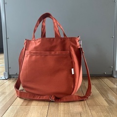【ハンドメイド】帆布トートバッグ れんが色 縦なが ショルダー紐付き 1004 新品未使用の画像