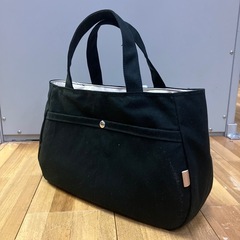 【ハンドメイド】帆布トートバッグ ブラック ペットボトルホルダー付き 1004新品未使用の画像