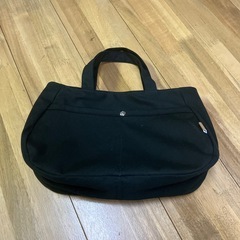【ハンドメイド】帆布トートバッグ ブラック ペットボトルホルダー付き 1004新品未使用の画像