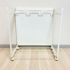山崎実業Yamazaki 目隠し分別ダストワゴン 3分別 ホワイト ゴミ箱 キャスター付き タワー towerの画像