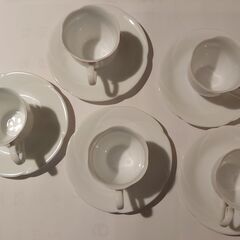 真っ白なコーヒーカップ＆ソーサー 5客セットの画像