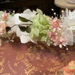 ナチュラル可愛い♡ふんわり春色ベビー花冠🌿お宮参り・撮影小物・出産祝いにもおすすめの画像