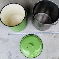 🍓 ①緑色スチール容器＋②ステンレス容器    セットにての画像