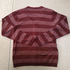 ボルドー　ボーダー柄カーディガンMサイズの画像