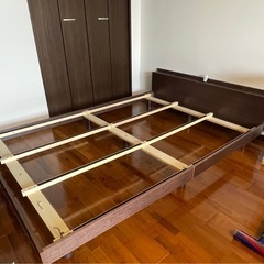 天然木コンセントスマホ置き付きダブルベッドフレーム(マットレスセット)※別々も可◎の画像